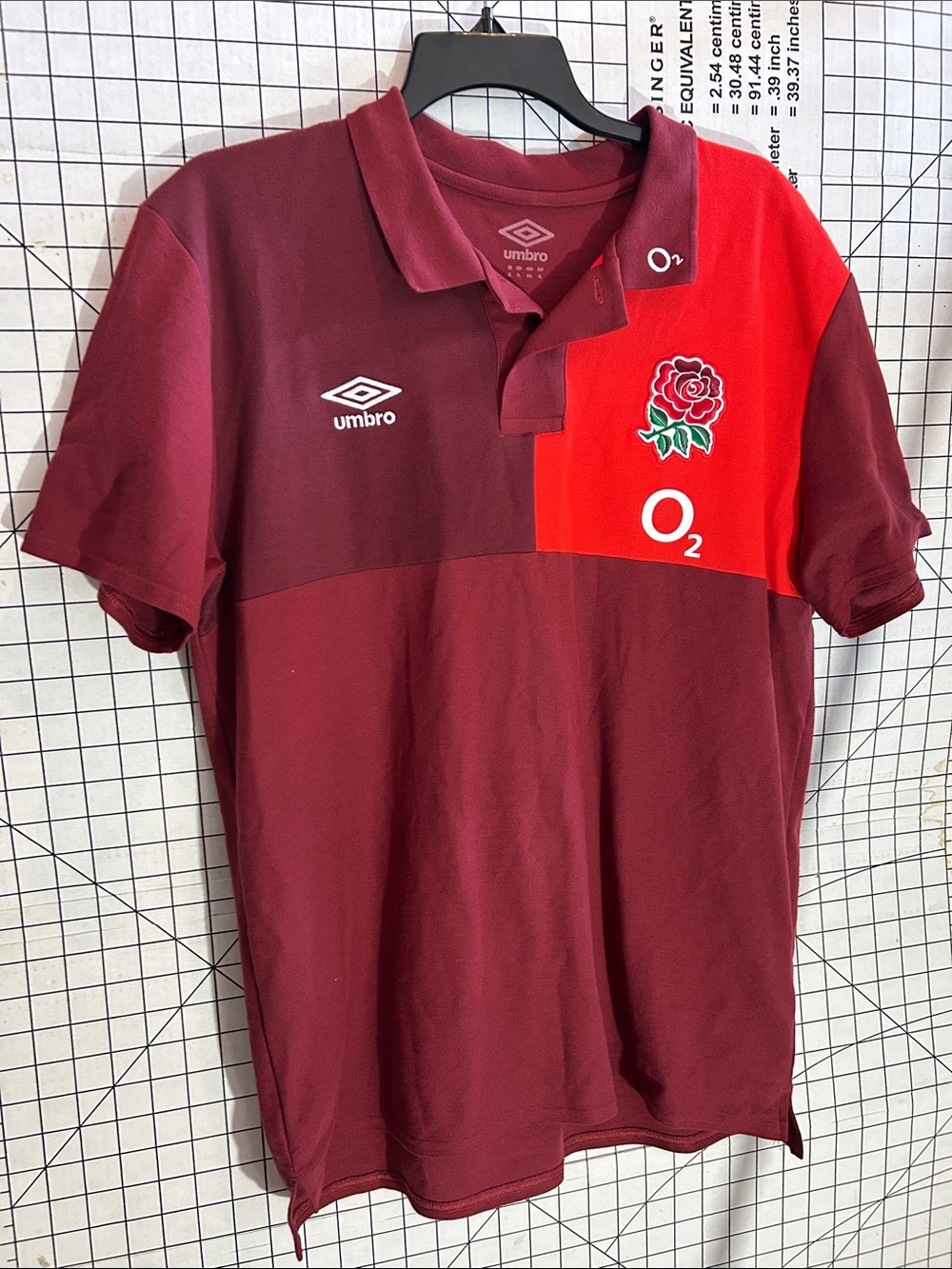 Umbro Men’s Maroon & Red Panel Polo Shirt